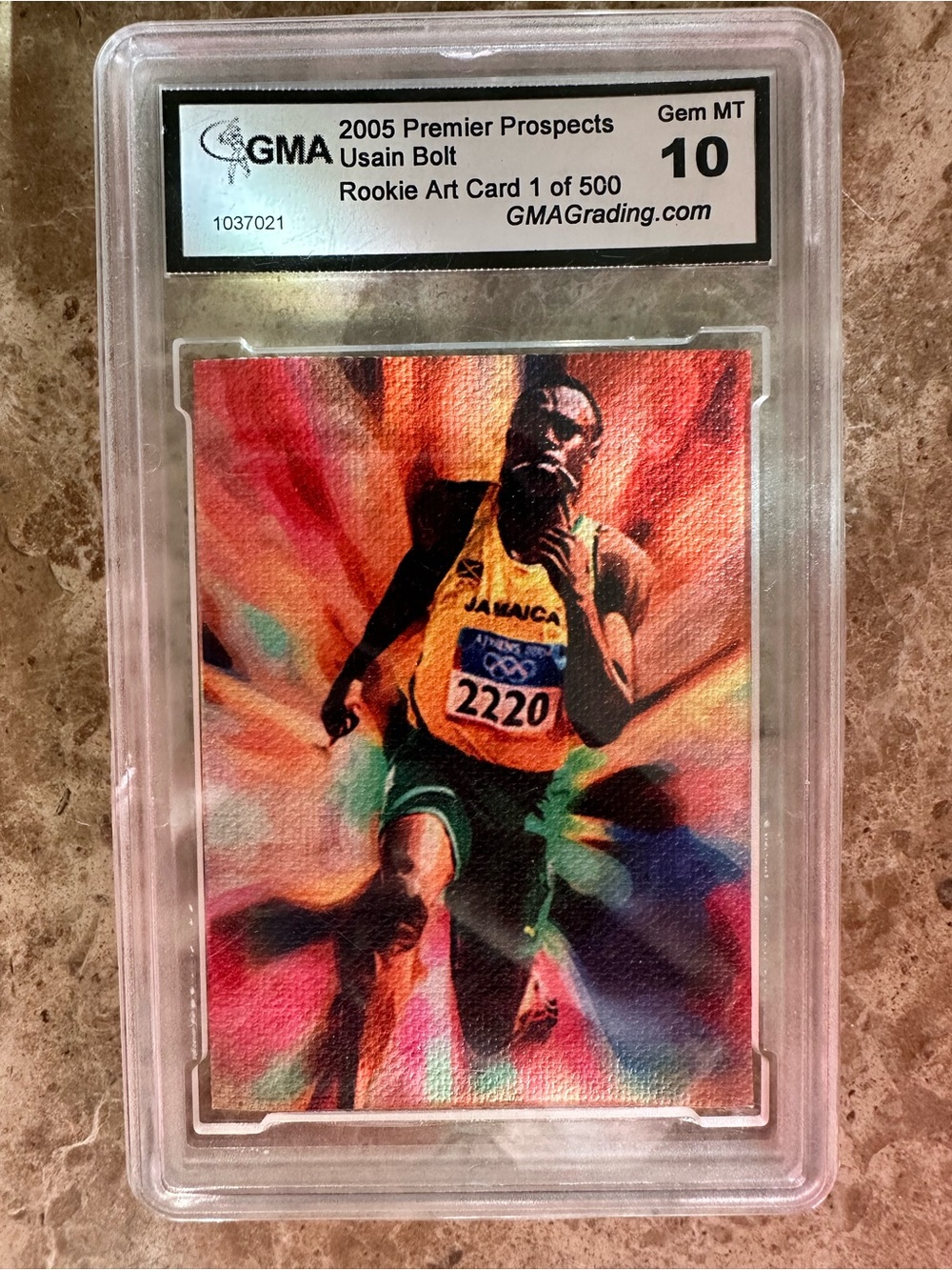 Usain Bolt 2005 Premier Prospects Rookie Art Card GMA 10 Gem MT
